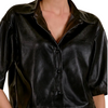 3/4 Sleeve Black Leather Shacket