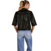 3/4 Sleeve Black Leather Shacket