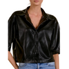 3/4 Sleeve Black Leather Shacket
