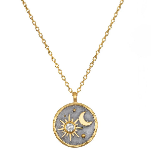 White Topaz Sun/Moon Necklace