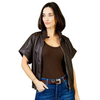 Ivy Faux Leather Short Sleeve Jacket In Brown
