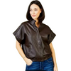 Ivy Faux Leather Short Sleeve Jacket In Brown