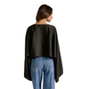 Elan Satin Cropped Blouse with Long Dolman Sleeves