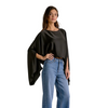 Elan Satin Cropped Blouse with Long Dolman Sleeves