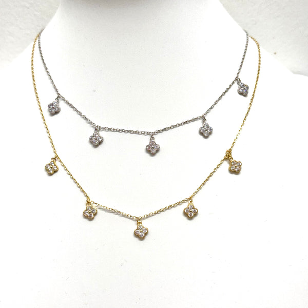 Multi Clover CZ Dangle Necklace