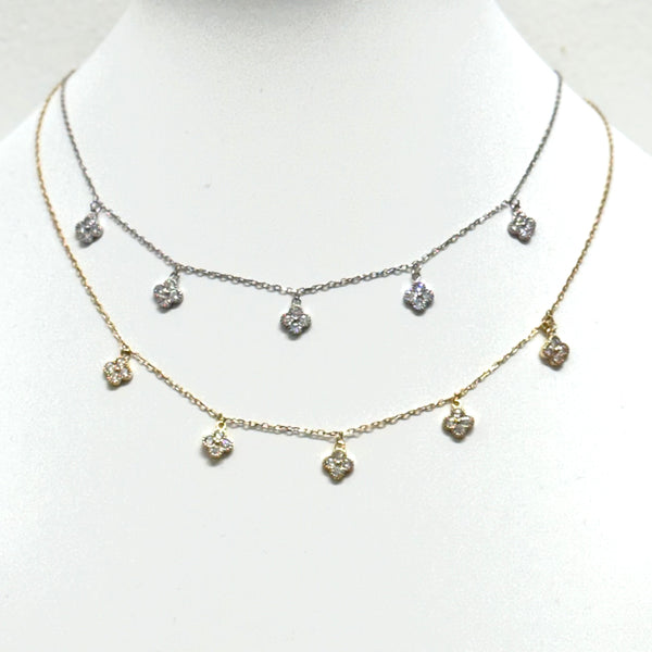 Multi Clover CZ Dangle Necklace