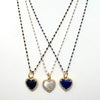 Colored Beaded & Chain Necklace with Beautiful Cz Framed Heart Charm