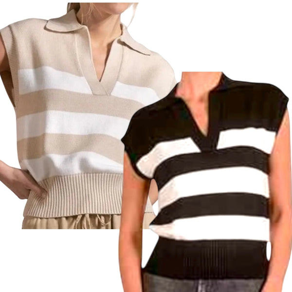 Porter Striped Collar Sweater from Elan