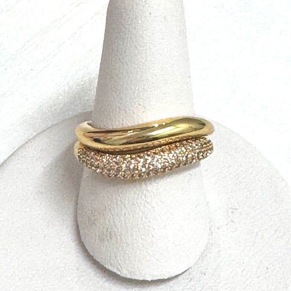 Gold Pave Wave Ring Set