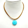 Leather Cord Turquoise Drop Necklace from Greece