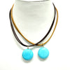 Leather Cord Turquoise Drop Necklace from Greece