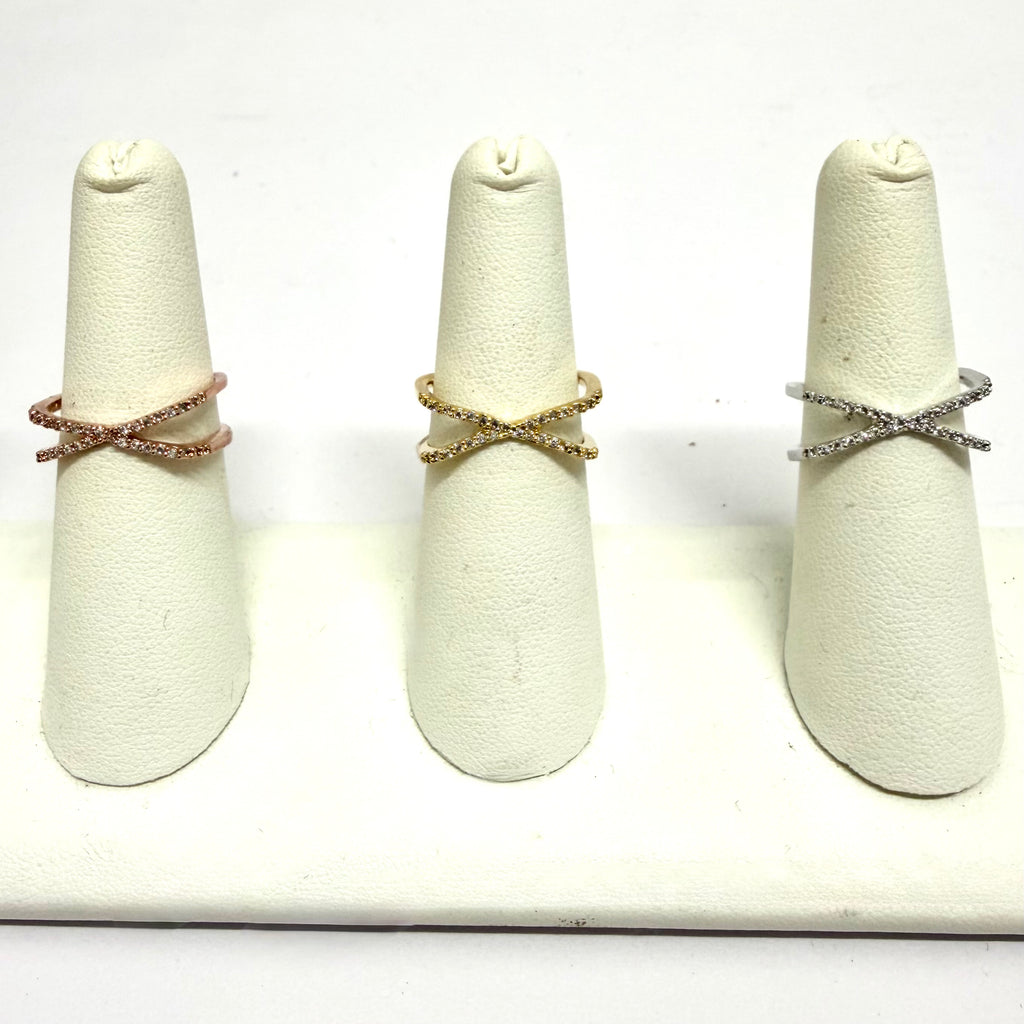 Adjustable Pave X Ring