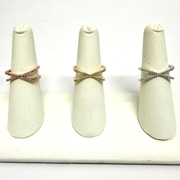 Adjustable Pave X Ring