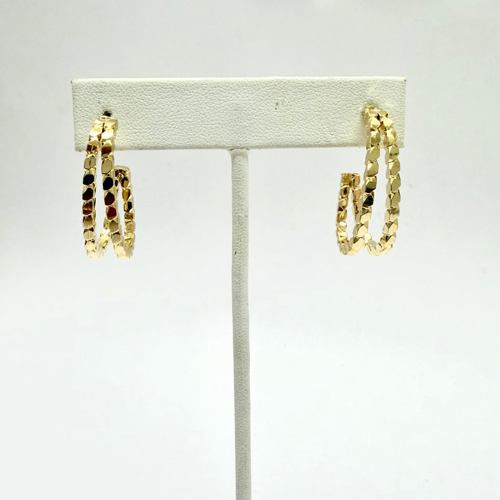 Double Strand Oval Hoop Gold Earrings