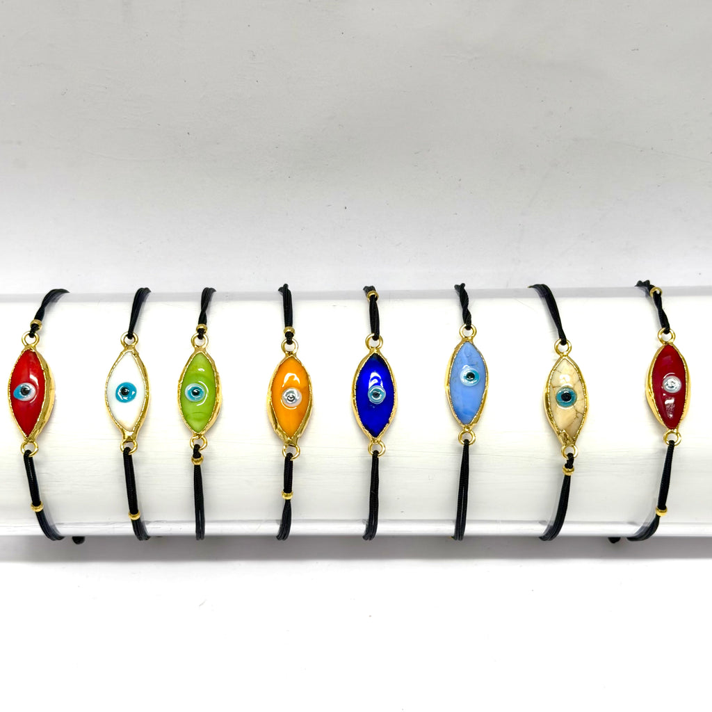 Enamel Evil Eye Adjustable String Bracelets- From Greece