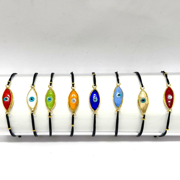 Enamel Evil Eye Adjustable String Bracelets- From Greece