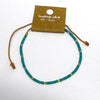 Adjustable 2mm Aqua and Gold Seed Bead Necklace or Bracelet From Greece