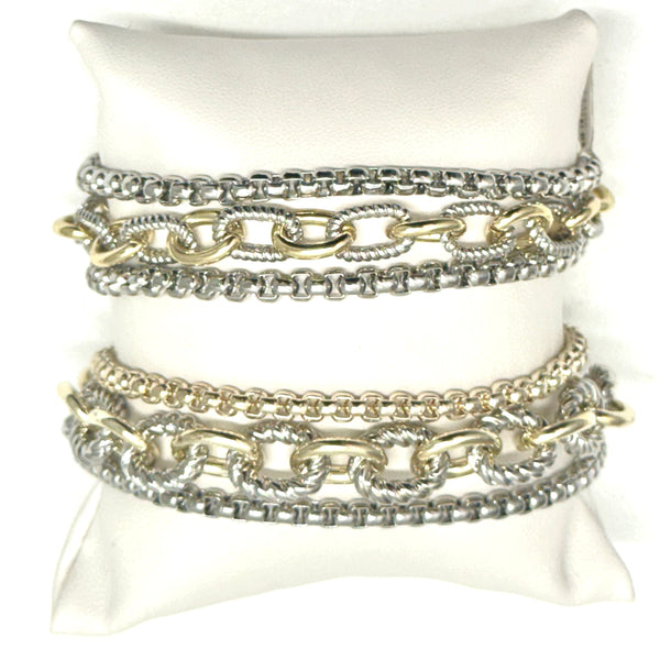 3 Row Two-Tone Magnetic Bracelet