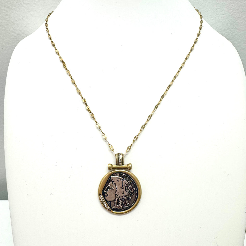 Gold Chain with Reversible Coin Pendant