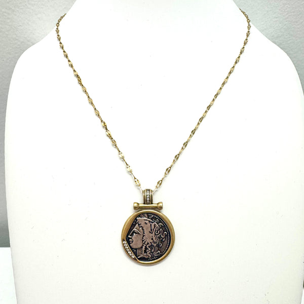Gold Chain with Reversible Coin Pendant