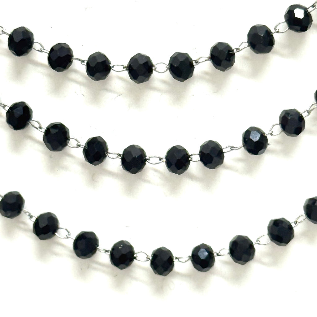 Triple Layer Wire Wrapped Black Beaded Necklace