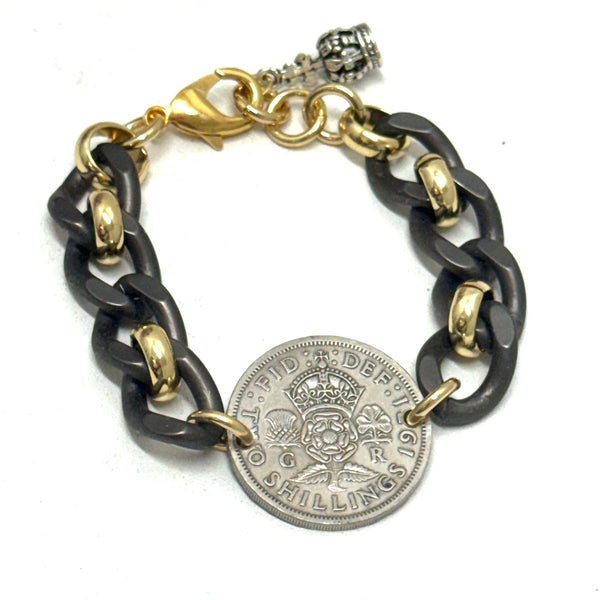 Reversible Coin Two-Tone Thick Chain Bracelet