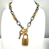 Two-Tone Oval and Round Link LV Padlock ( #438) Necklace