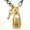 Two-Tone Oval and Round Link LV Padlock ( #438) Necklace