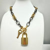 Two-Tone Oval and Round Link LV Padlock ( #438) Necklace