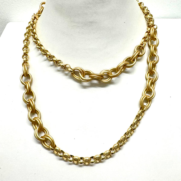 36" Gold Multi Chain Necklace by Phillip Hefner