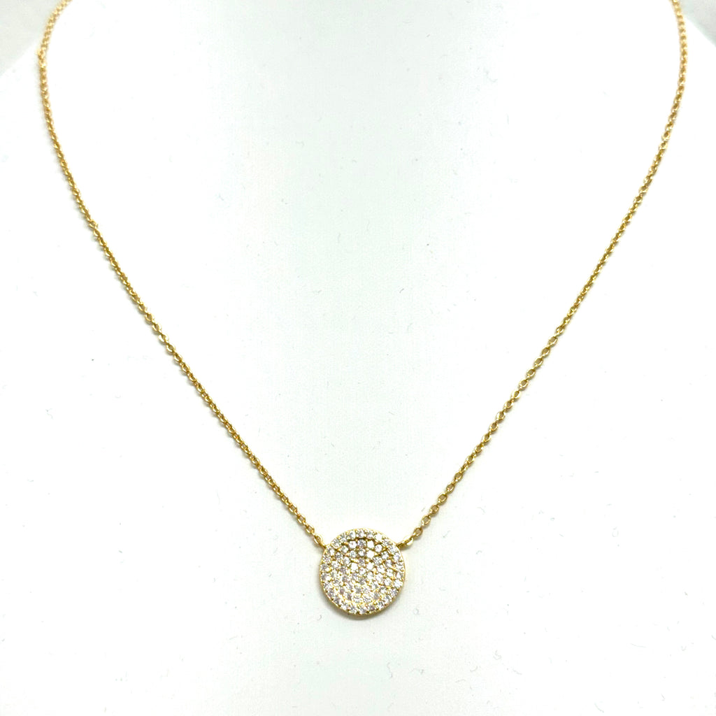 Large Pave Disc Necklace