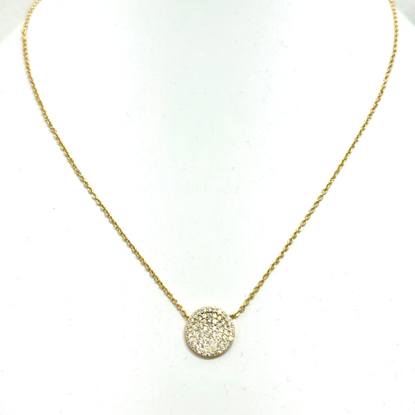 Large Pave Disc Necklace