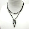 Black Wire Wrap Crystal Clear Heart Charm Necklace