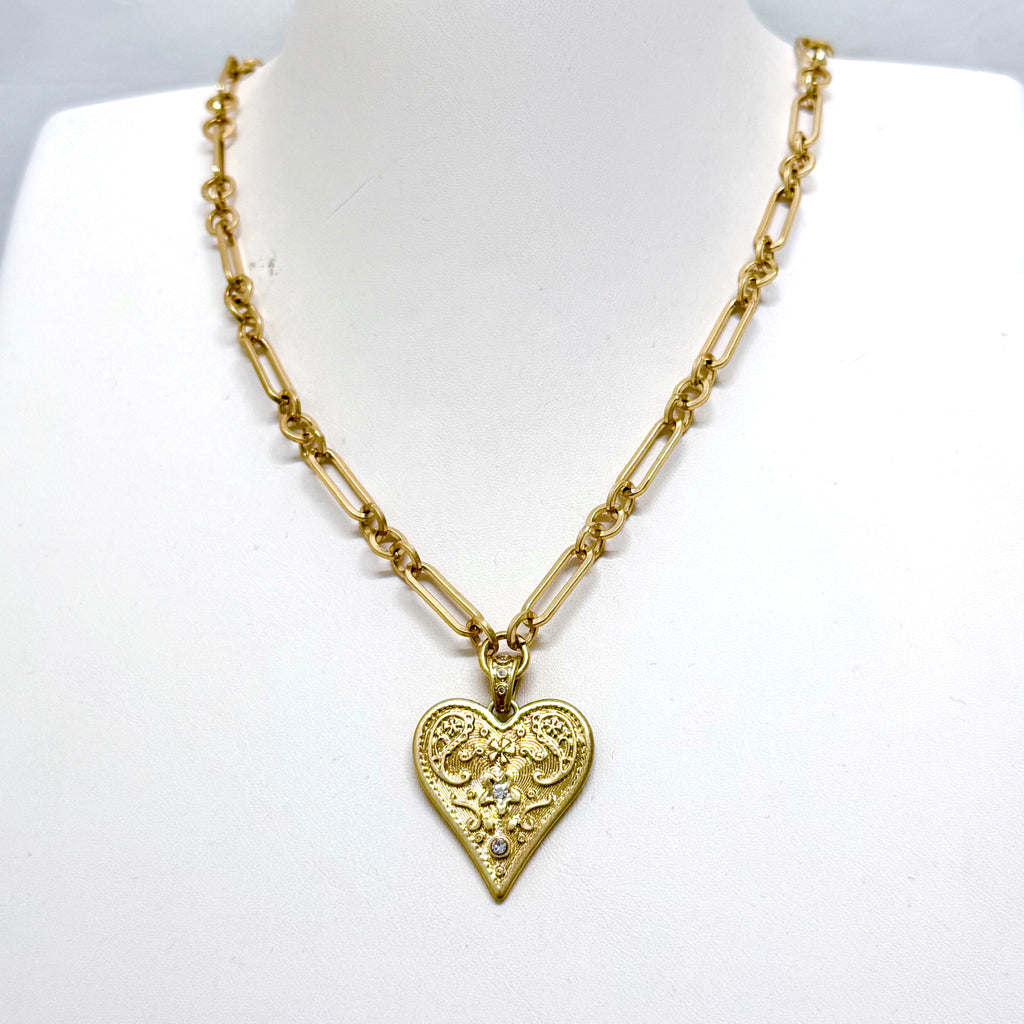 Gold Heart Charm Necklace