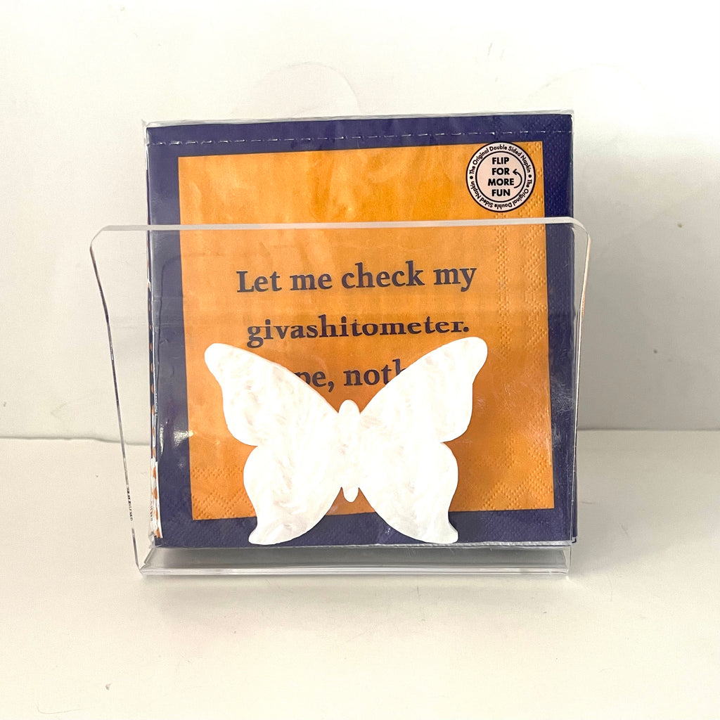 Acrylic Pearlized Butterfly Napkin Holder
