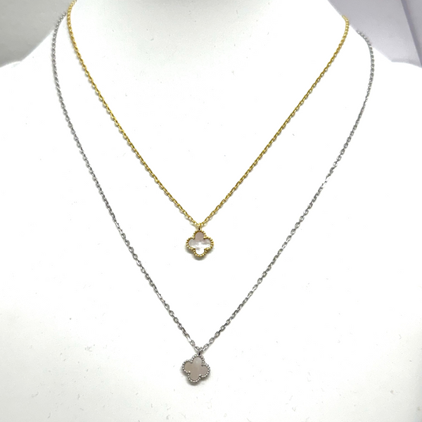 Sterling Silver Mother of Pearl Clover Necklace