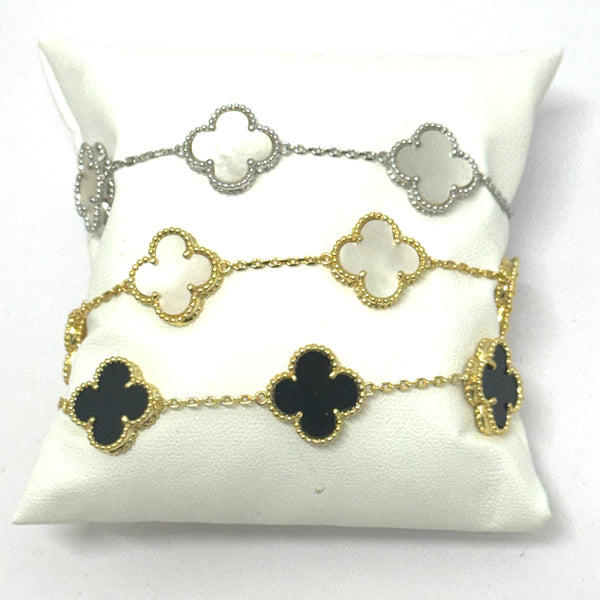 Five-Station Mother of Pearl Clover Bracelet