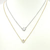 Mini Sterling/Gold Clover Necklace with CZ Trim