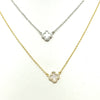 Mini Sterling/Gold Clover Necklace with CZ Trim