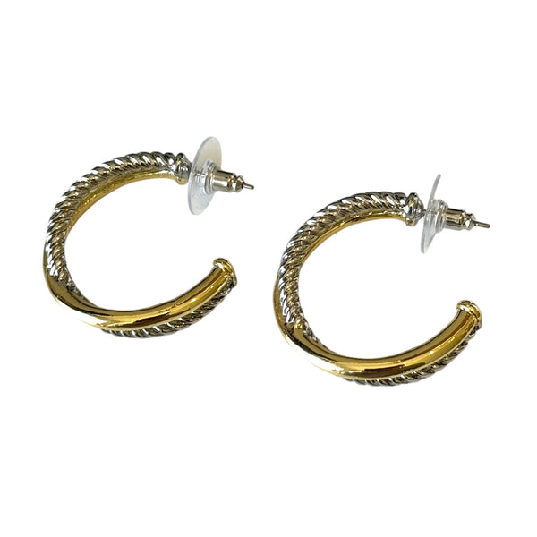 Two-Tone Criss-Cross Braided Hoop Earring