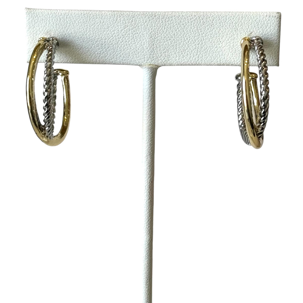 Two-Tone Criss-Cross Braided Hoop Earring