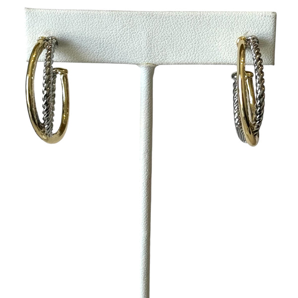 Two-Tone Criss-Cross Braided Hoop Earring