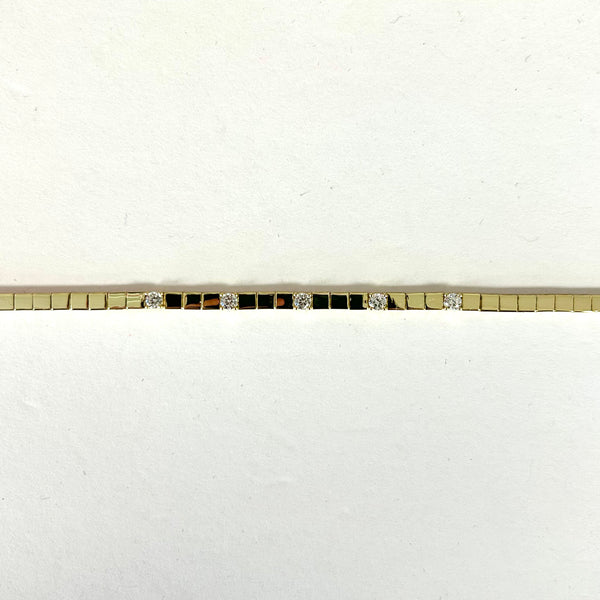 Silver Or Gold Tile & CZ Tennis Bracelet