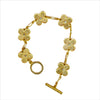 6 Brushed Gold Stationed Clovers Bracelet With CZs