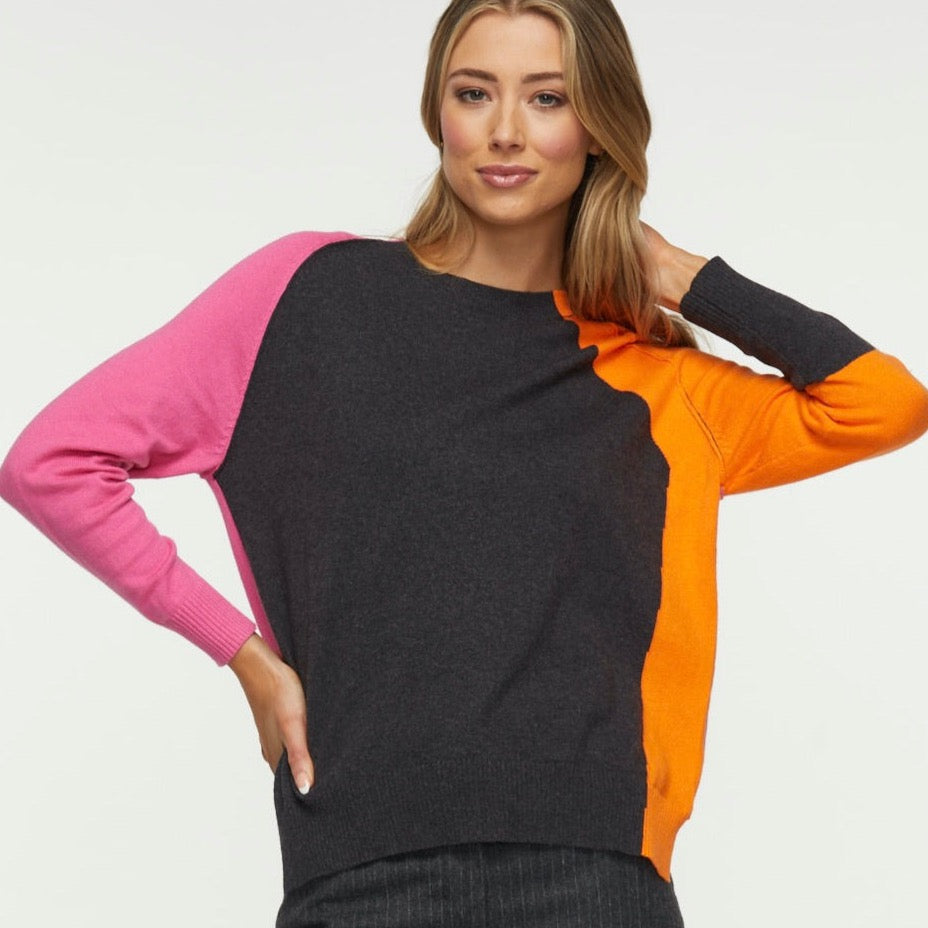 Charcoal Color Block Sweater by Zaket and Plover