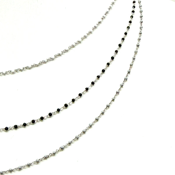 Bibi Tiny 2MM Silver Wire Wrapped Beaded Necklace