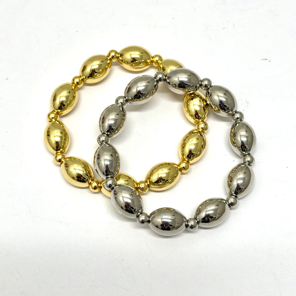 12mm Oval and 4mm Stretch Ball Bracelets