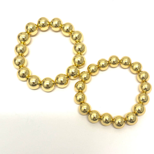 12mm or 14mm Gold Stretch Ball Bracelets