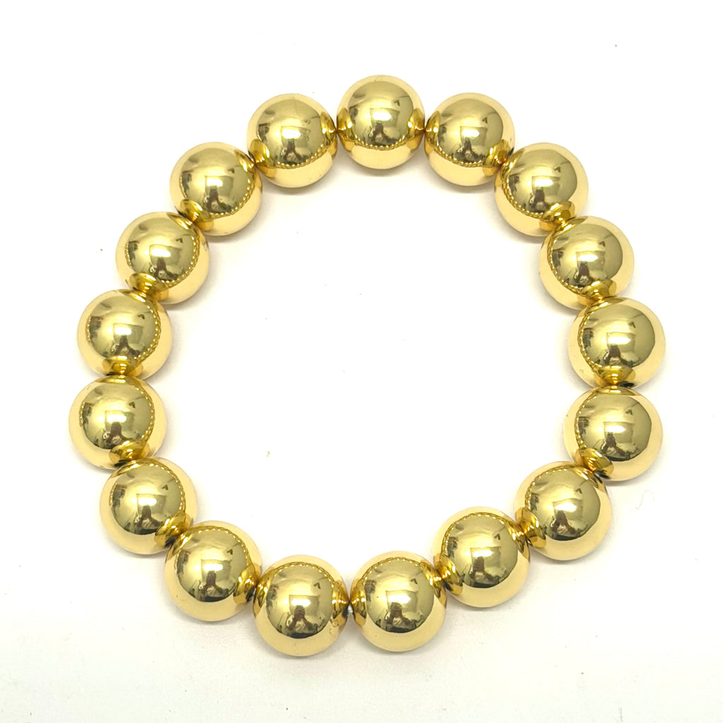 12mm or 14mm Gold Stretch Ball Bracelets