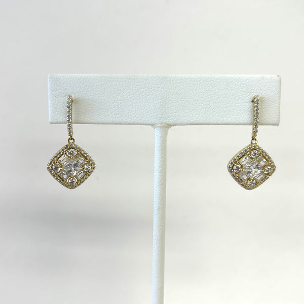 Rebecca Diamond Shape CZ Encrusted Earrings
